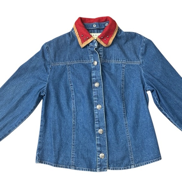 Vintage Double D Ranch Denim Concho Button Reversible Collar Jacket Small - Picture 13 of 16